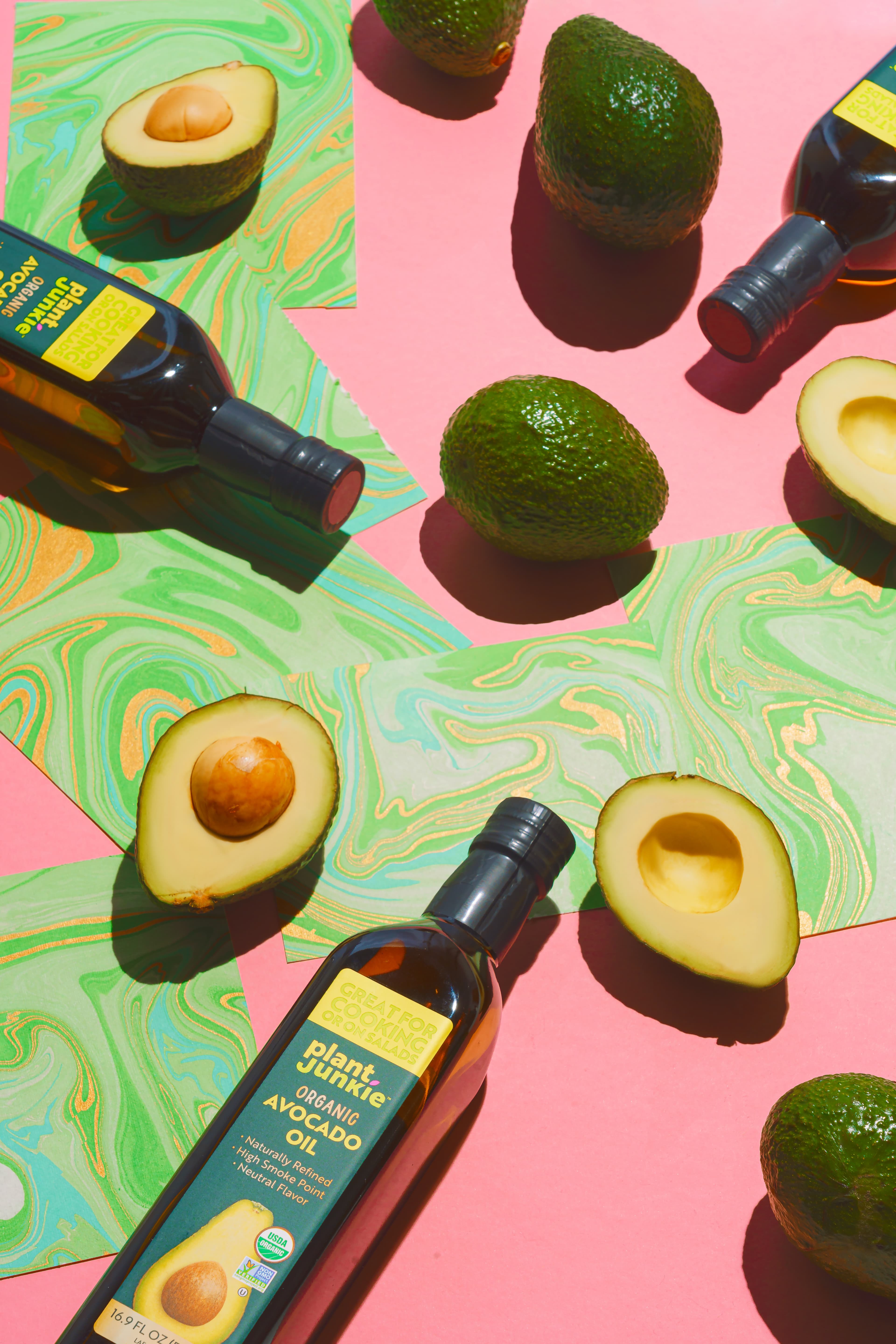 Plant Junkie Avocado Oil with fresh avocados