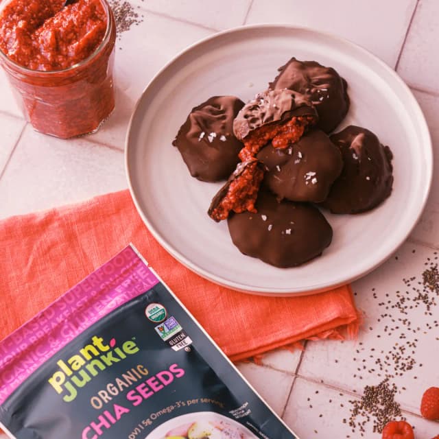 Frozen Raspberry Chia Jam Bites
